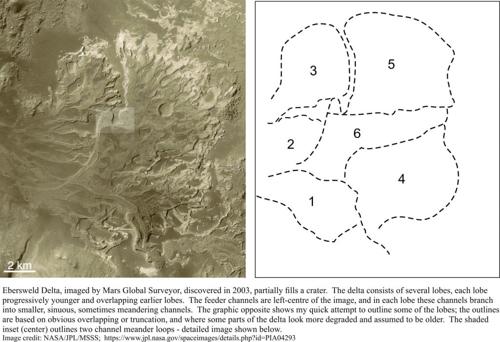 Ebersweld delta, Mars that partially fills a crater