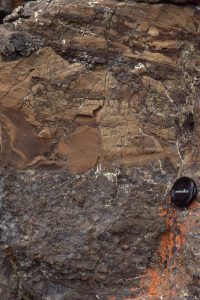 Storm rip-ups of shelf muds in a mid-shelf cycle.  Jurassic Bowser Basin, northern British Columbia.