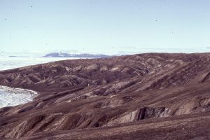 Panorama of multiple fluvial channel-swamp-bog coal cycles composing the main Eocene delta plain, Iceberg Bay Fm, Axel Heiberg Island.