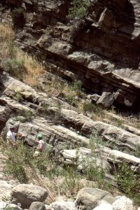 Lacustrine shoreface - delta sandstone, and stringers of Violin Breccia.