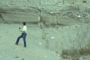 Late Pleistocene, crossbedded glacial outwash channel deposits; the channel base is lined with boulders.  Bradner Road pit, Fraser Valley