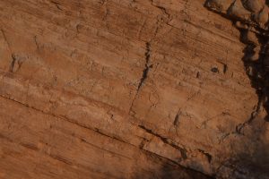 Thin bedded lacustrine silt and clay, in prodelta or basin floor. Hole in the Wall, Death Valley. 