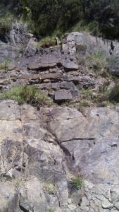 Closer view of the interbedded Torridonian sandstone-shale unconformable on Lewisian gneiss.