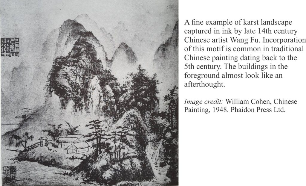 Karst depicted in late 14th century chinese painting