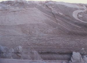 A concatenation of periglacial lithofacies: laminated muds, current ripples, climbing ripples, tabular crossbeds, soft-sediment deformation. Outcrop is about 2 m high. Near Ottawa.