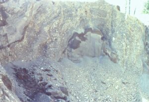 Ice-contact deformation of outwash gravels, detachment and rotation of a large block of semi-consolidated sand. 8th Avenue pit, Fraser Valley.